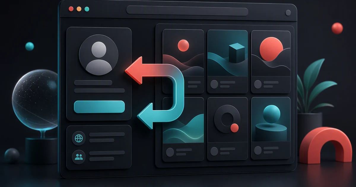 Illustration of a public TikTok repost feed flowing from a profile into a browser viewer